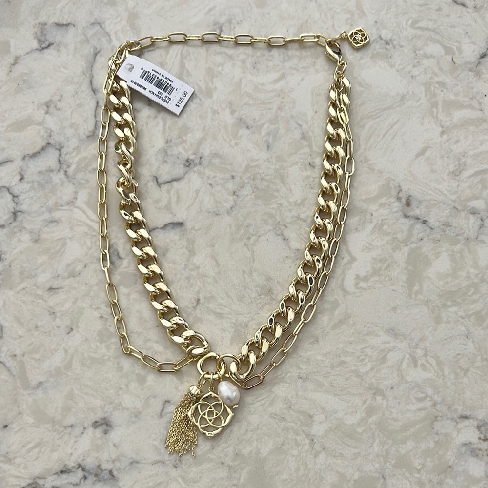 Kendra Scott Everleigh Gold Chain Necklace with Pearl Accent